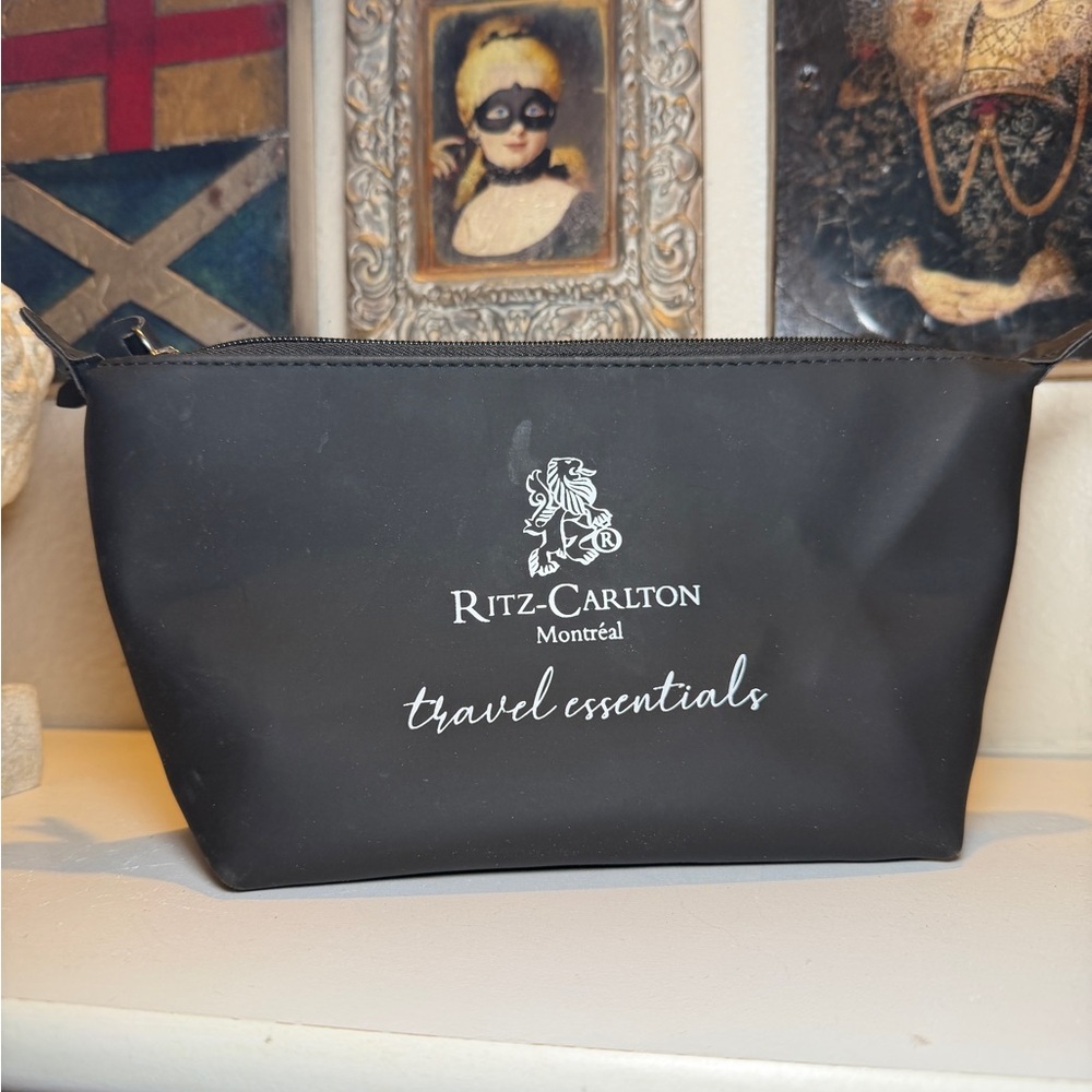 Ritz-Carlton Black Neoprene Travel Essentials‎ Bag – Zip Closure, Gently Used